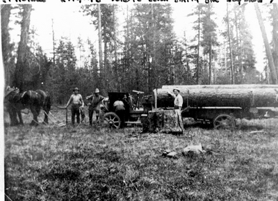 The first logging truck to come to Libby