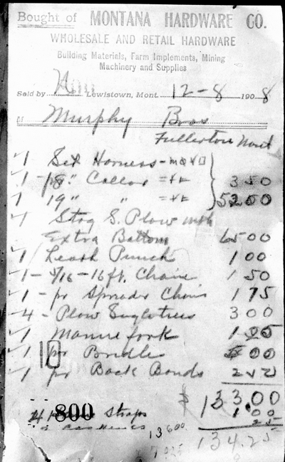 Montana Hardware receipt