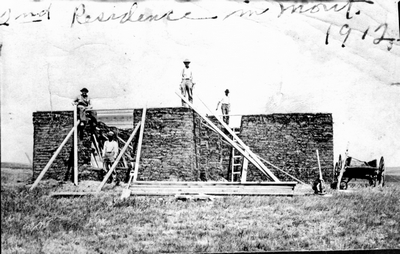 Sod house under construction