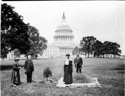 Jeanette Rankin planting a tree
