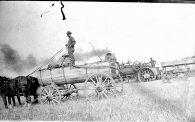 Water wagon for threshing machine, Scobey