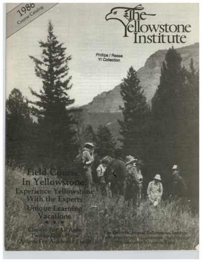The Yellowstone Institute: 1986 course catalog.