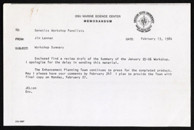 Genetics - workshop on salmon and steel-head - conservation and enhancement