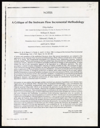 Limnology - Instream Flow Incremental Methodology (IFIM) controversies