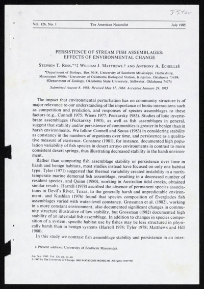 Limnology - fish assemblages