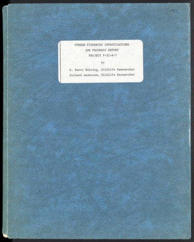 Fisheries management - Colorado - stream fisheries investigations (cont.)
