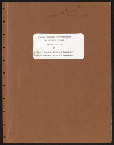 Fisheries management - Colorado - stream fisheries investigations (cont.)