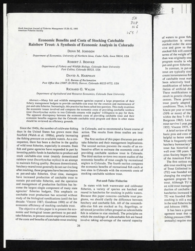 Conservation - economics of hatcheries and stocking fish