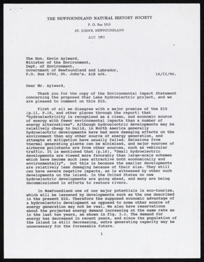 Conservation - dams, reservoirs - Star Lake project