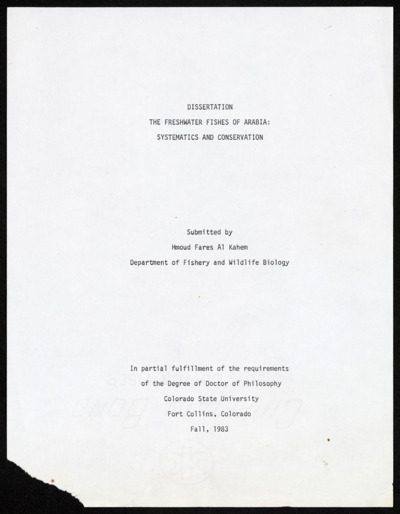 Middle East - H.F. Alkahem - early draft manuscripts of thesis