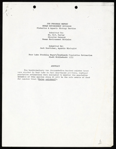 Middle East - Job progress reports for Iranian studies of 1974-1975