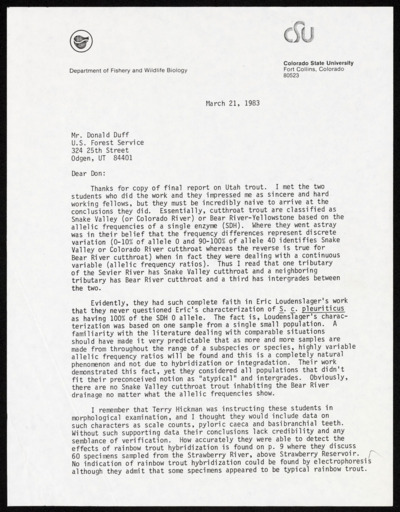 U.S. Northwest - Utah - papers, research notes, reprints, correspondence