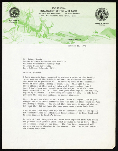 U.S. Southwest - Nevada - papers, research notes, reprints, correspondence