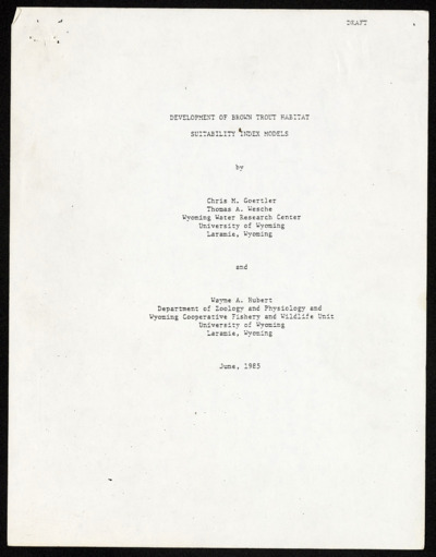 Brown Trout-Development of Brown Trout Habitat