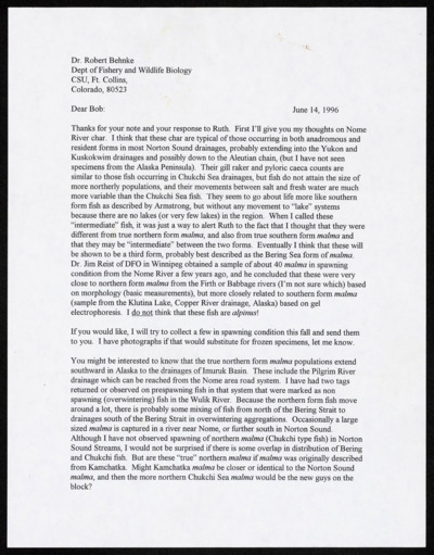 Arctic Char-Correspondence