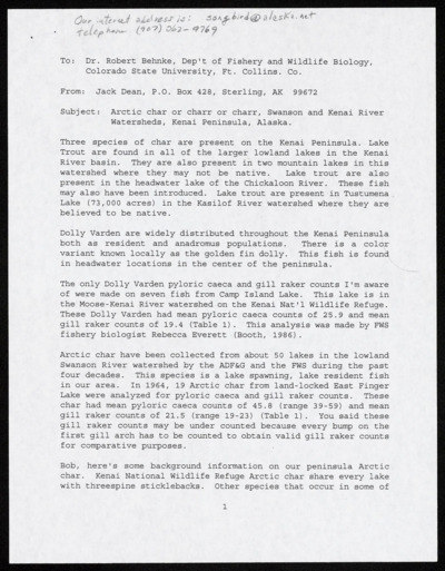 Arctic Char-Correspondence