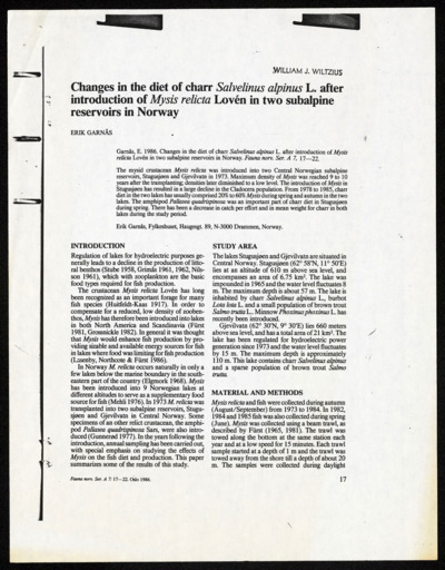 Arctic Char- \"Changes in the diet of Char\", Erik Garnas