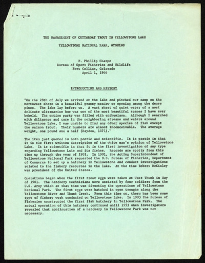 Yellowstone Cutthroat-Articles