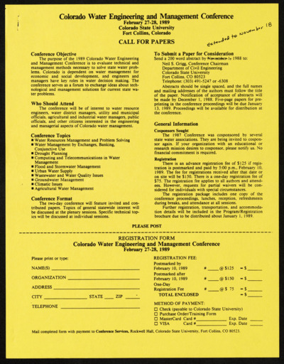 Colorado Water Engineering and Management Conference - announcement