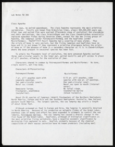 F&W class assignments, research info, tests, etc.