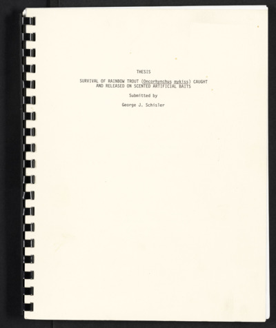 George J. Schisler - catch and release - thesis, 1995