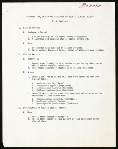 Aquatic glacier relics course - taken by Behnke (?)