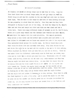 A 6 page document written by Frank Monroe describing trading between white men and Indian tribes.