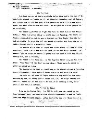 Biographies on Native American Chiefs - Red Crow, Rain Chief, Bad Head, Eagle Head, Wolf Bent Ear, Shot Both Sides, Sun Calf, One Spot, Calf Shirt, Thunder Chief