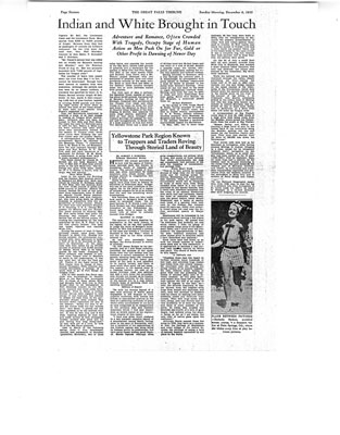 Newspaper Article about Montana Railroad Construction and Yellowstone National Park