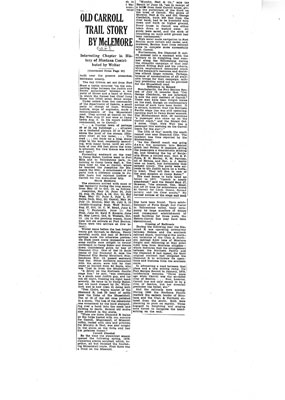 Old Carrol Trail Story - History of Montana