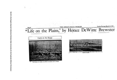 Newspaper Article about Life on the Plains in Montana