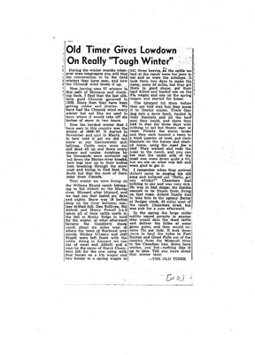 Old Timer Gives Lowdown on Really Tough Winter