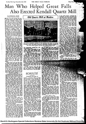 Man Who Helped Great Falls Also Erected Kendall Quartz Mill
