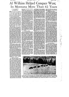 Al Wilkinds Helped Conquer West; In Montana More Than 62 Years