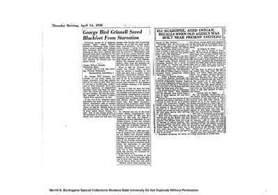 George Bird Grinnell Saved Blackfeet from Starvation - Eli Guardipee Recalls Old Agency near Choteau