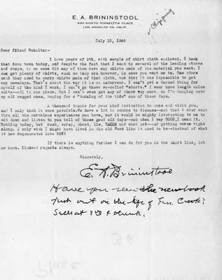 E. A. Brininstool - Letter to James Willard Schultz