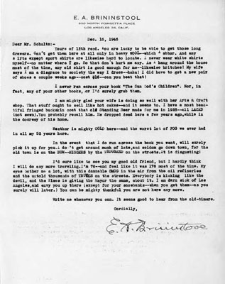 E. A. Brininstool - Letter to James Willard Schultz