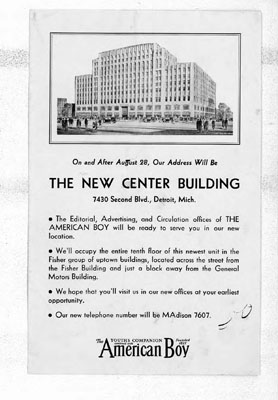 Promotion for the New Center Building located in Detroit, Michigan