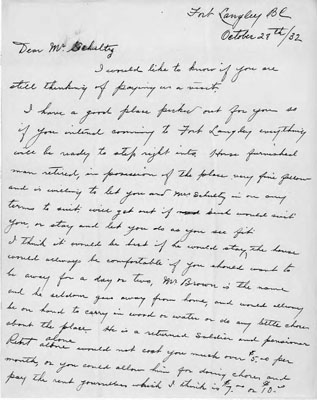 Letter about Fort Langley from George Ballon