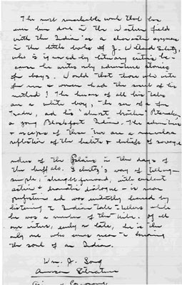 A Handwritten Paper Describing James W. Schultz as One of the Best Men to Happen to the Western Field