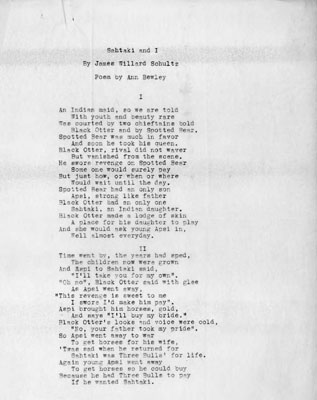 Poem by Ann Bewley - Sahtaki and I