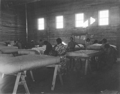 Arapaho Women Working in a Mattress Production Shop