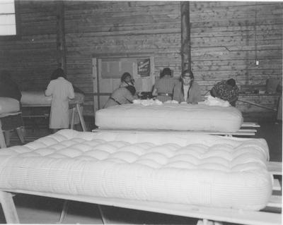 Early Twentieth Century Photo of Arapaho Women Working in Mattress Production