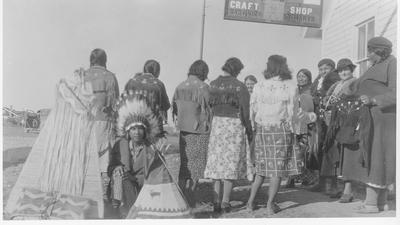 Craft workers show off their work, Browning, Montana