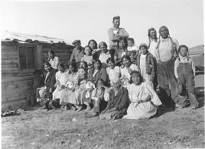 Black and white photo of a Two Medicine Craft workers, Two Medicine, Montana