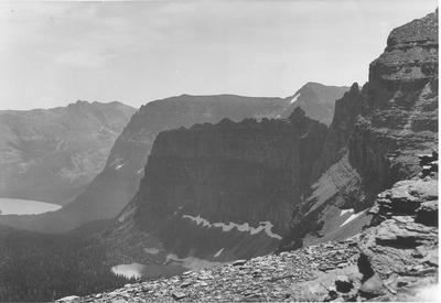 Black and white photo of Big Horn Basin in Glacier National Park ...