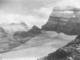 Black and white photo of Grinnell Glacier in Glacier National Park