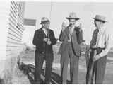 Photo of Frank Harrison, Eli Guardipee and James Willard Schultz in Browning, Montana, 1938