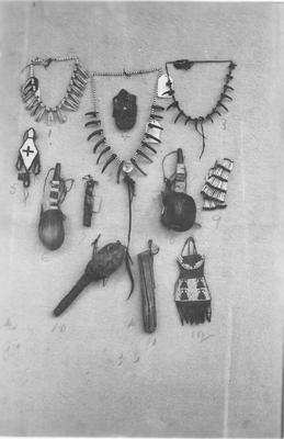Archaeology - Southwest: Necklaces, Rattles and Pouches - Animal Teeth, Quills, Beadwork