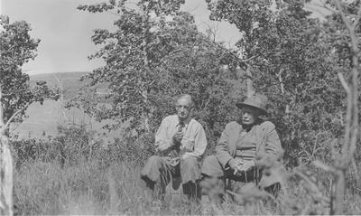 James Willard Schultz with General Hugh Scott, ca. 1915: At Saint Mary's Lake